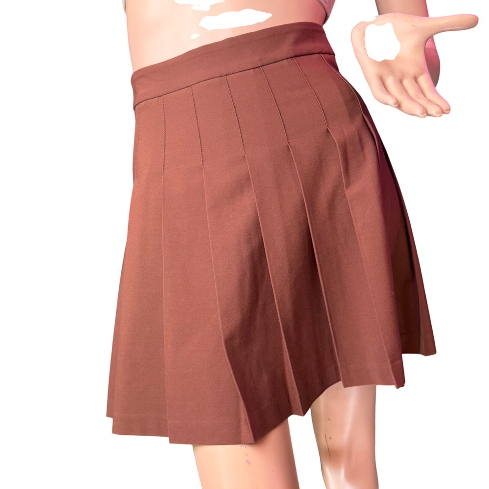 Sunday Best Aritzia Pleated Mini Skirt Brown Dark Academia Preppy Tenniscore  0